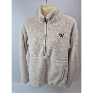 Aviator Nation Vintage White Teddy Half Zip Fleece Jacket Size XS